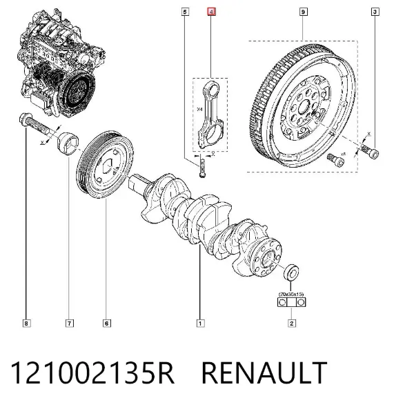 Шатун поршня двигателя 121002135R Renault (RVI)