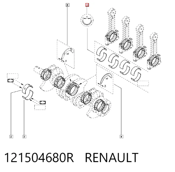 Вкладыши шатунные 121504680R Renault (RVI)