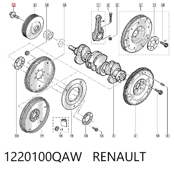 Болт шкива коленвала 1220100QAW Renault (RVI)