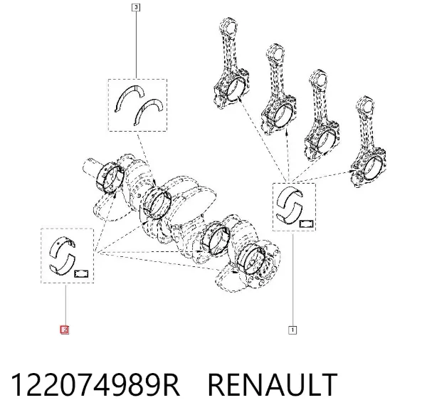 Вкладыши коленвала коренные, комплект, стандарт (STD) 122074989R Renault (RVI)