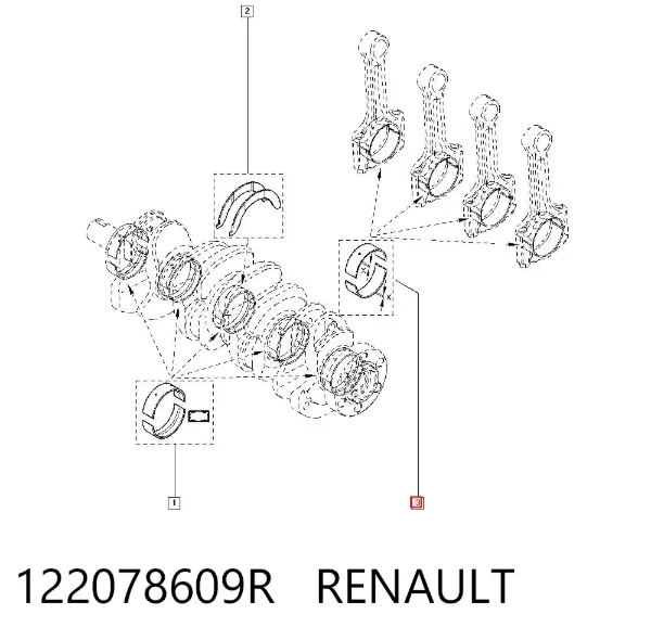 Вкладыши шатунные 122078609R Renault (RVI)