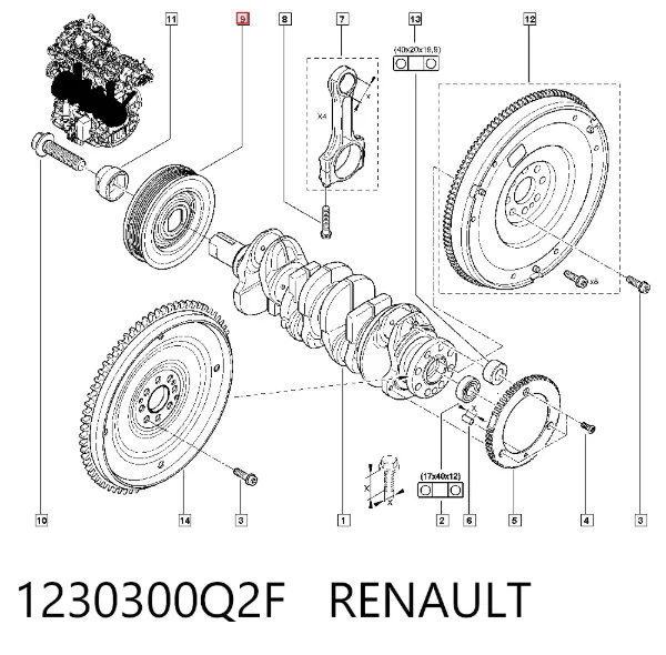 Шкив коленвала 1230300Q2F Renault (RVI)