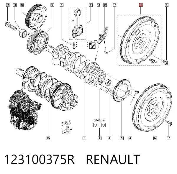 Маховик 123100375R Renault (RVI)