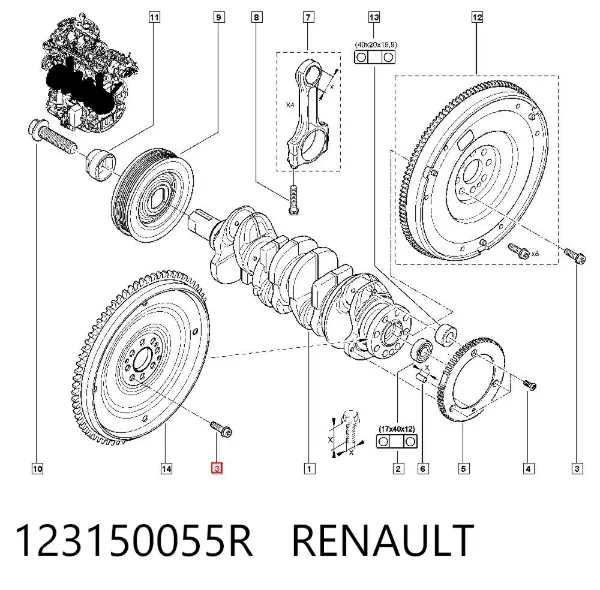 Болт крепления маховика 123150055R Renault (RVI)