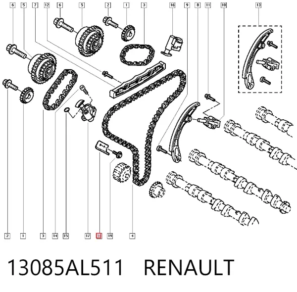 Успокоитель цепи ГРМ 13085AL511 Renault (RVI)