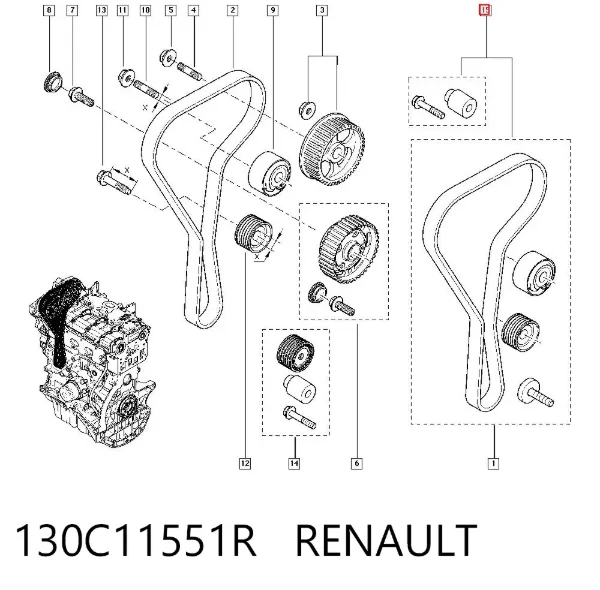 Комплект ГРМ 130C11551R Renault (RVI)
