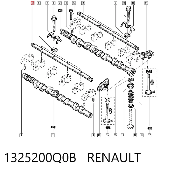 Ось коромысла рокеров 1325200Q0B Renault (RVI)