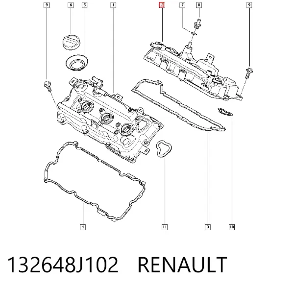 Крышка клапанная правая 132648J102 Renault (RVI)