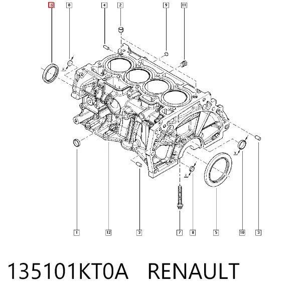 Сальник коленвала 135101KT0A Renault (RVI)