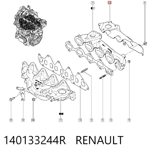 Прокладка турбины выхлопных газов, впуск 140133244R Renault (RVI)
