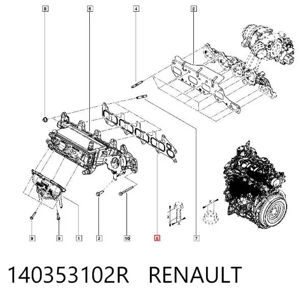 Прокладка впускного коллектора 140353102R Renault (RVI)