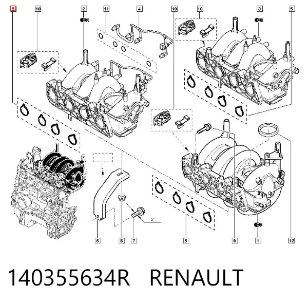 Прокладка впускного коллектора 140355634R Renault (RVI)