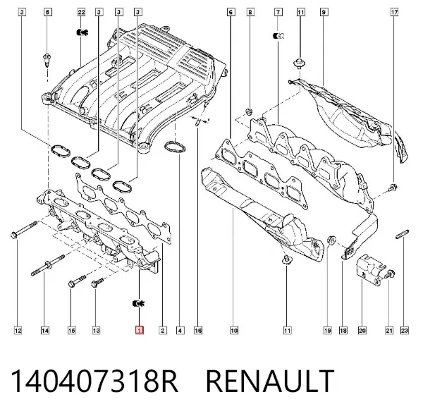 Коллектор впускной нижний 140407318R Renault (RVI)