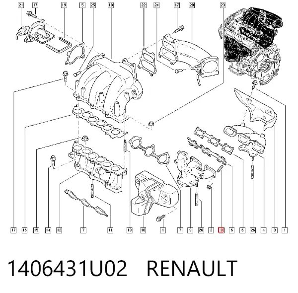 Шпилька выпускного коллектора 1406431U02 Renault (RVI)