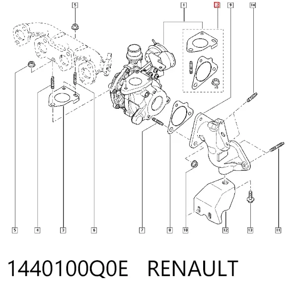 Прокладка турбины 1440100Q0E Renault (RVI)