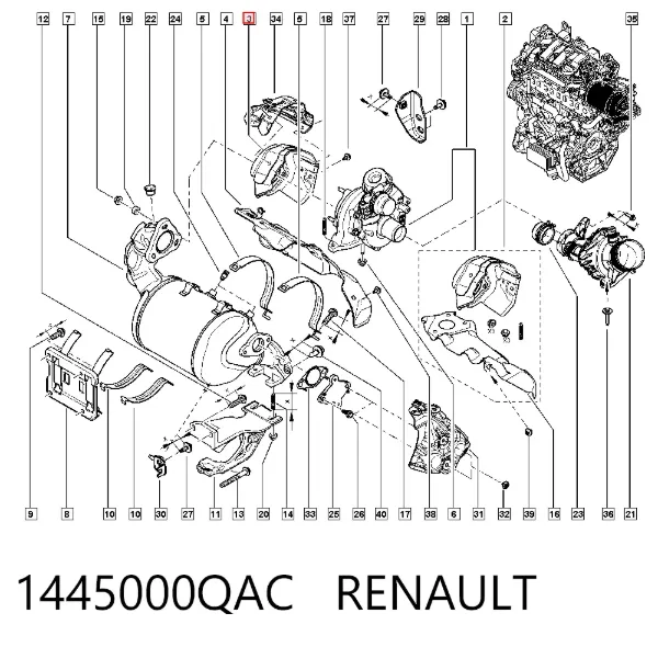 Защита (тепловой экран) выпускного коллектора 1445000QAC Renault (RVI)