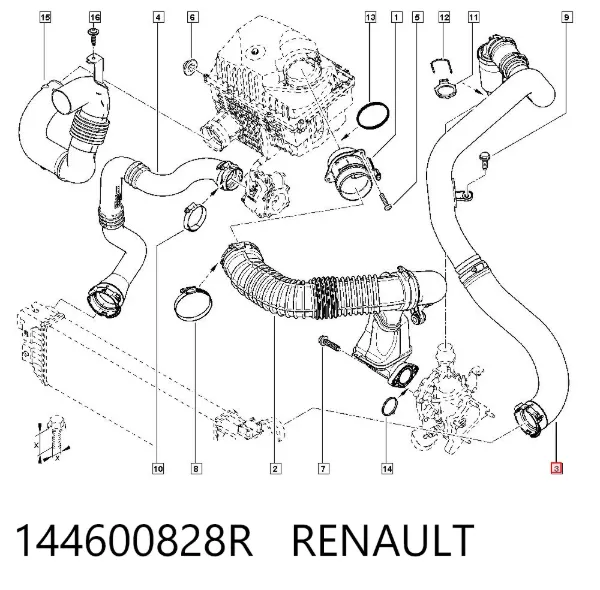 Патрубок интеркулера 144600828R Renault (RVI)