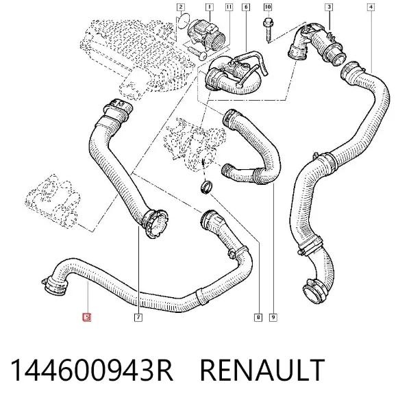 Патрубок интеркулера 144600943R Renault (RVI)