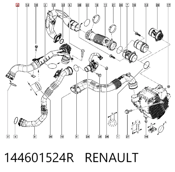Патрубок интеркулера 144601524R Renault (RVI)