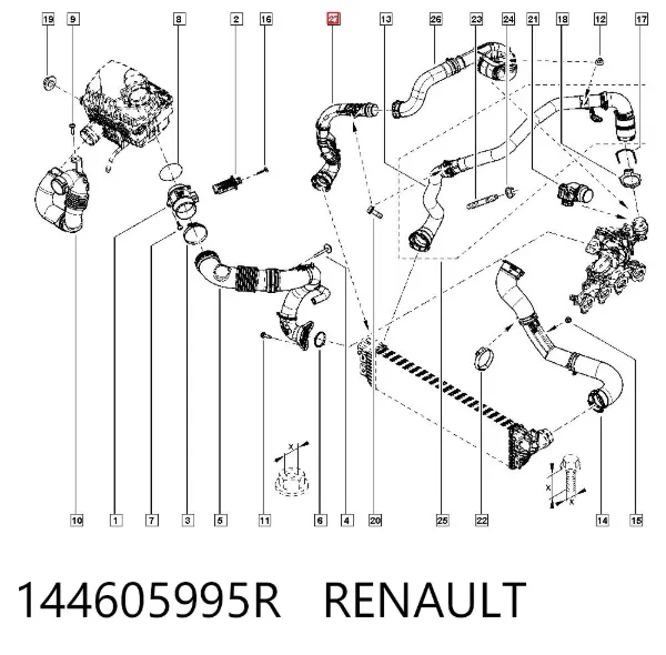 Патрубок интеркулера 144605995R Renault (RVI)