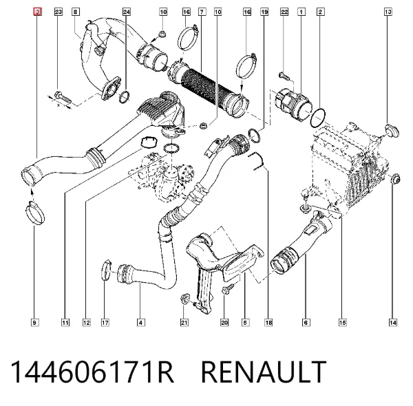 Патрубок интеркулера 144606171R Renault (RVI)