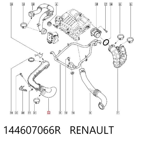 Патрубок интеркулера 144607066R Renault (RVI)