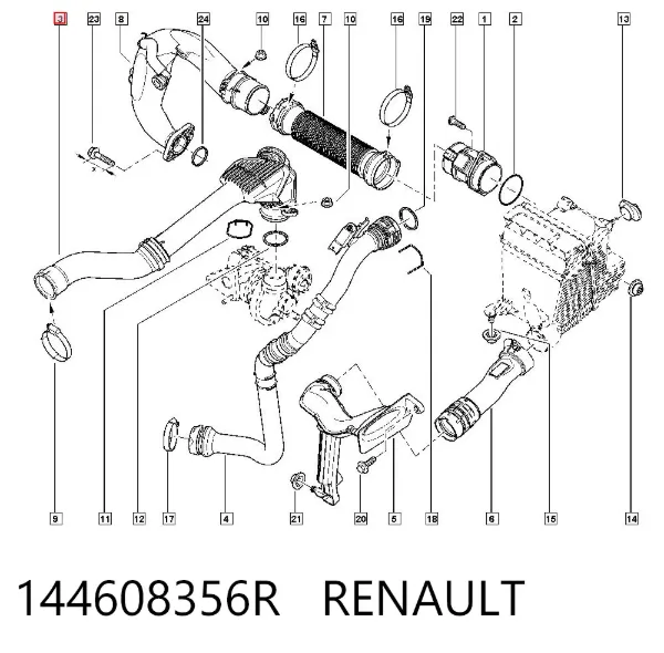 Патрубок интеркулера 144608356R Renault (RVI)
