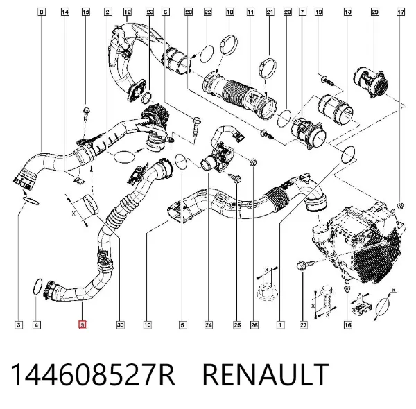 Патрубок интеркулера 144608527R Renault (RVI)