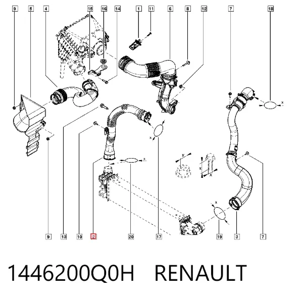Патрубок интеркулера 1446200Q0H Renault (RVI)