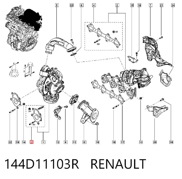 Прокладка турбины 144D11103R Renault (RVI)