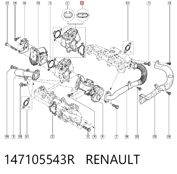 Клапан ЕГР 147105543R Renault (RVI)
