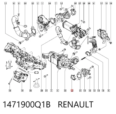 Прокладка патрубка EGR к головке блока (ГБЦ) RENAULT 1471900Q1B