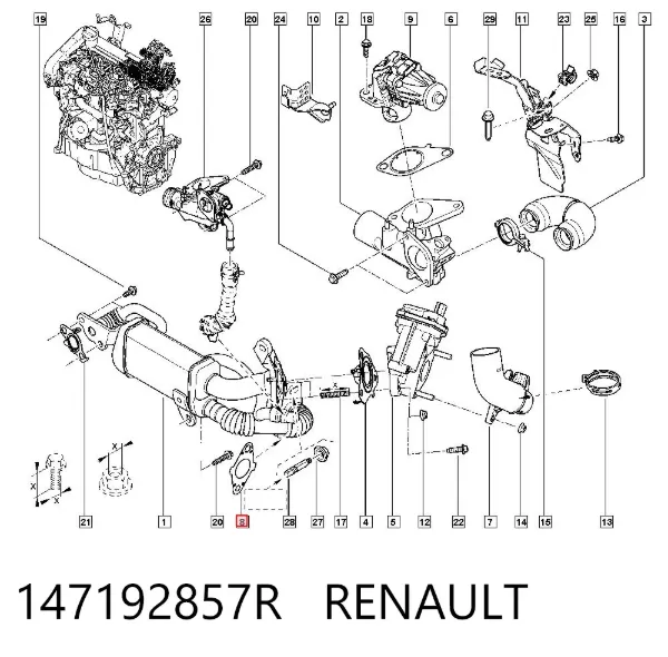 Прокладка патрубка EGR 147192857R Renault (RVI)