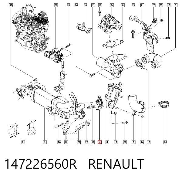 Прокладка холодильника EGR 147226560R Renault (RVI)