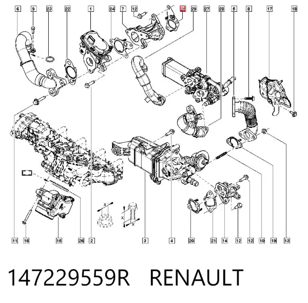 Прокладка EGR-клапана рециркуляции 147229559R Renault (RVI)