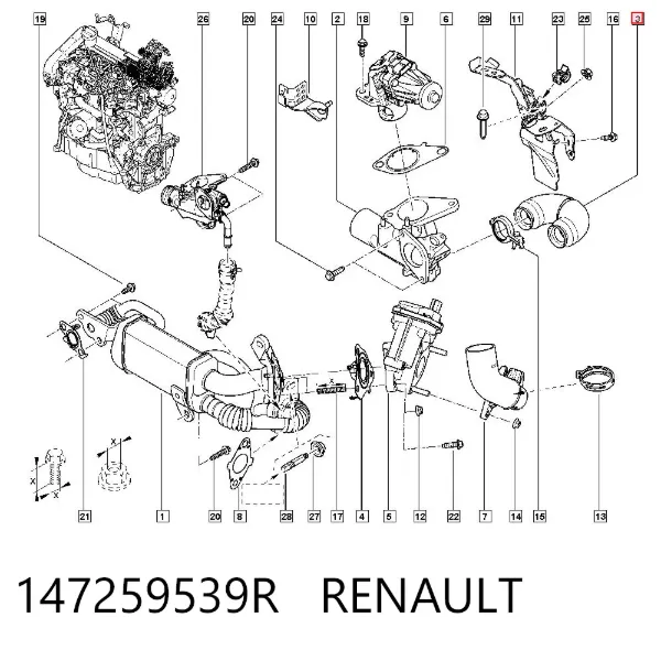 Патрубок системы рециркуляции отработавших газов EGR 147259539R Renault (RVI)