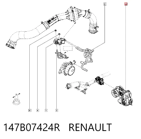 Регулирующая заслонка EGR 147B07424R Renault (RVI)