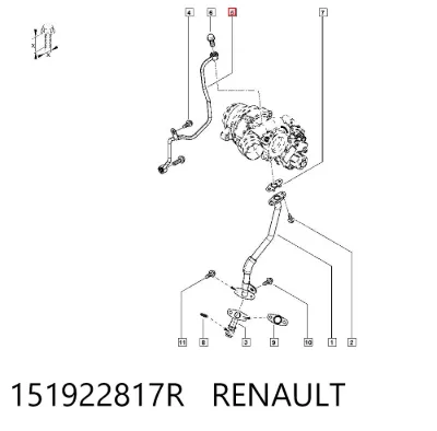 Трубка (шланг) подачи масла к турбине RENAULT 151922817R