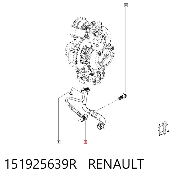 Трубка (шланг) подачи масла к турбине 151925639R Renault (RVI)