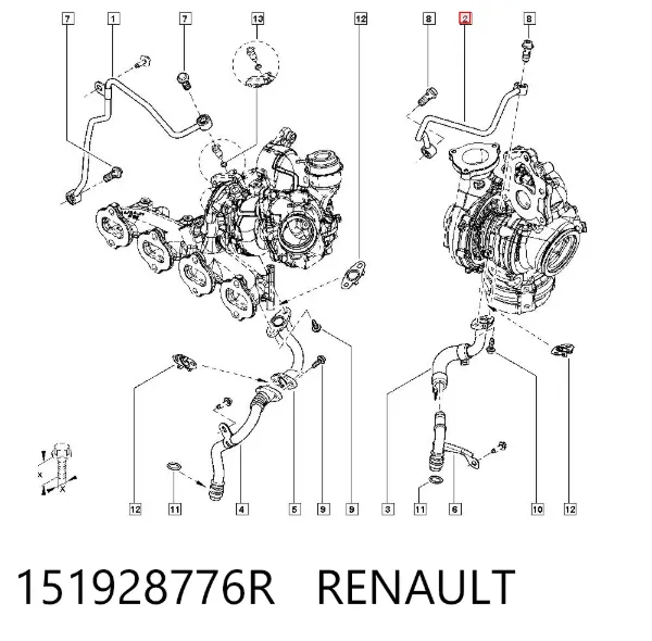 Трубка (шланг) подачи масла к турбине 151928776R Renault (RVI)