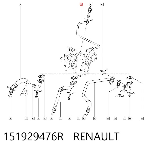 Трубка (шланг) подачи масла к турбине 151929476R Renault (RVI)