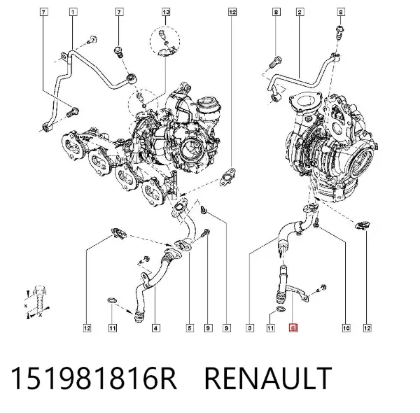 Трубка (шланг) отвода масла от турбины 151981816R Renault (RVI)