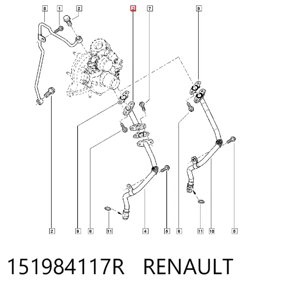 Трубка (шланг) отвода масла от турбины 151984117R Renault (RVI)