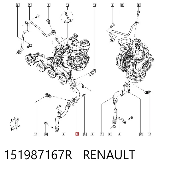 Трубка (шланг) отвода масла от турбины 151987167R Renault (RVI)