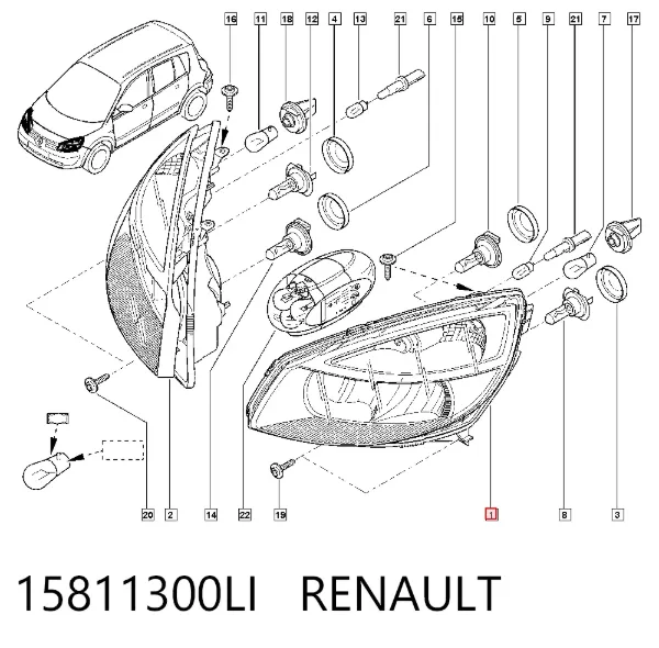 Левая фара 15811300LI Renault (RVI)