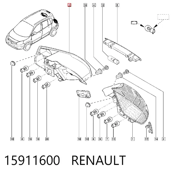 Задний фонарь 15911600 Renault (RVI)