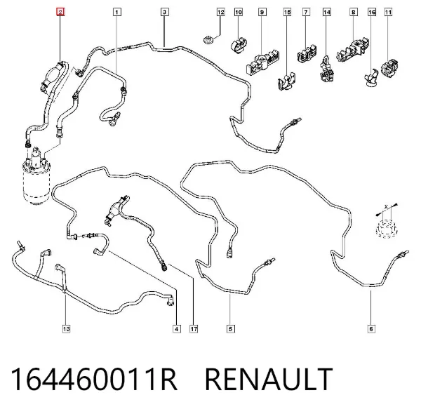 Трубка топливная, от фильтра к насосу 164460011R Renault (RVI)
