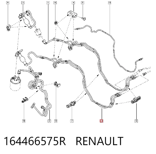 Трубка топливная от фильтра к клапану отсечки топлива 164466575R Renault (RVI)