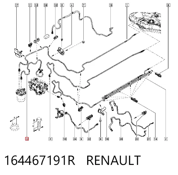 Трубка топливная, от фильтра к насосу 164467191R Renault (RVI)