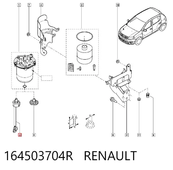 Датчик уровня воды топливного фильтра 164503704R Renault (RVI)